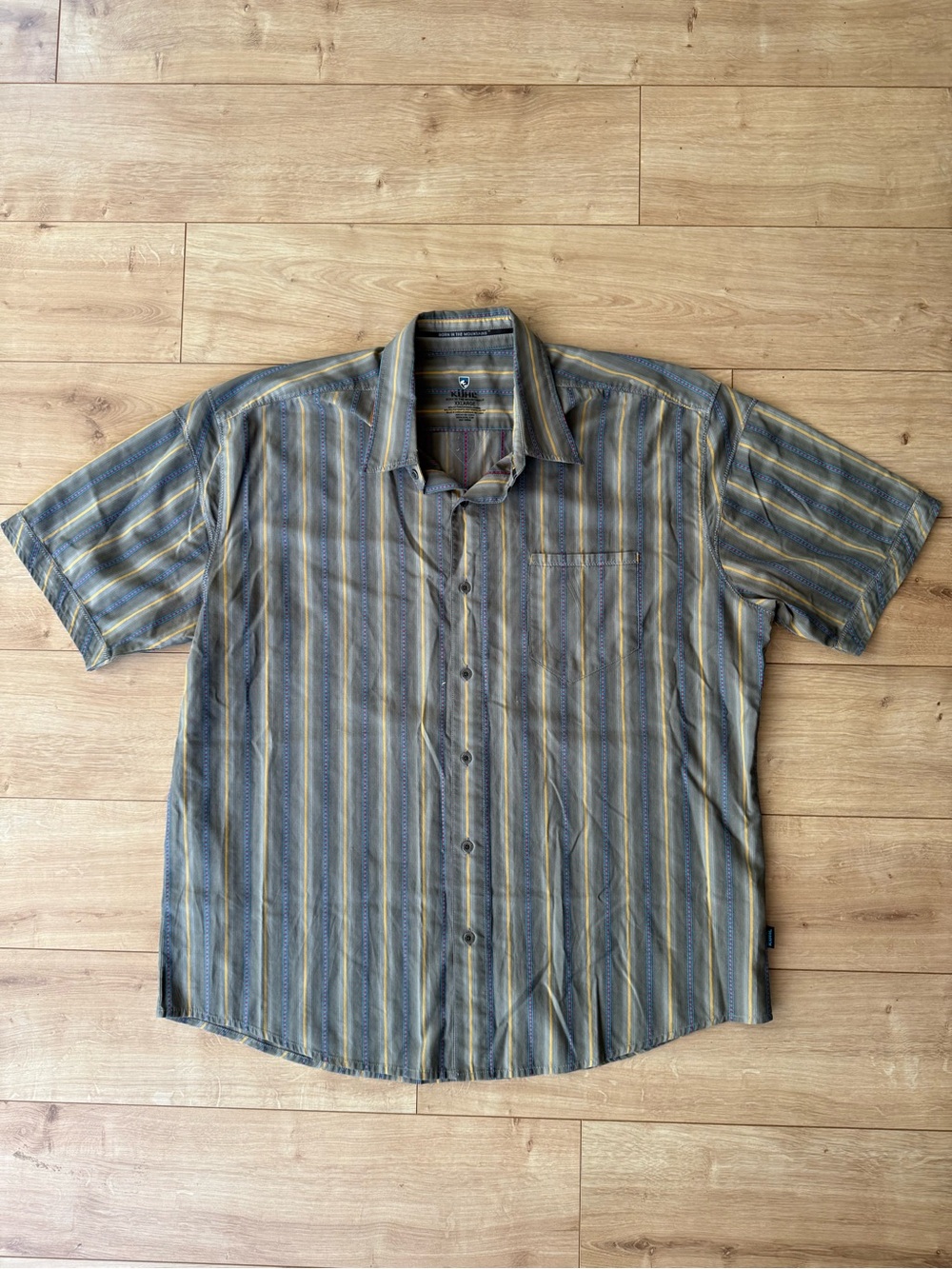 Kuhl Born in the Mountains Mens XXL Short Sleeve Striped Button Up Shirt